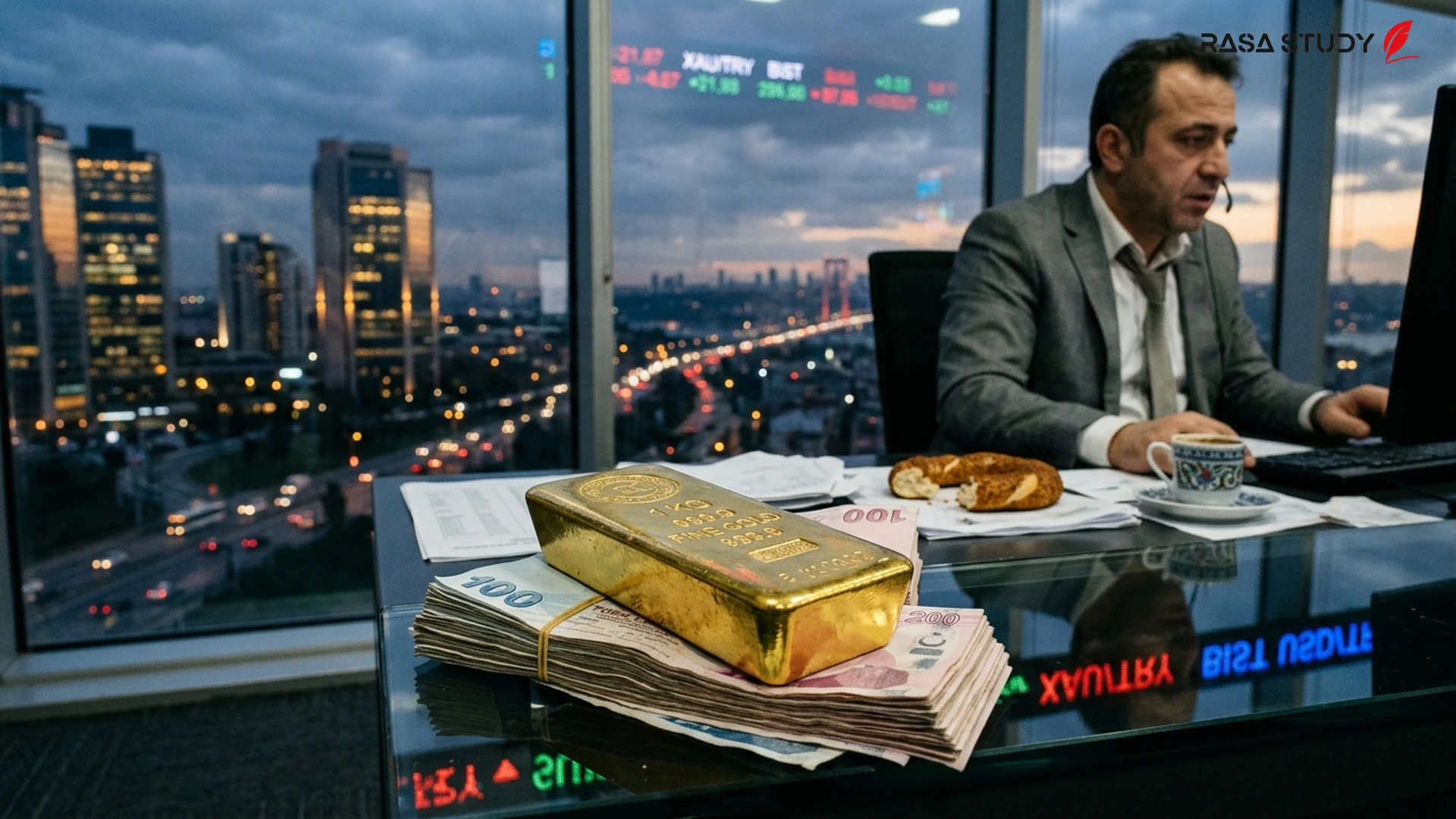 شمشهای طلا و نمودار افزایش قیمت در بازار ترکیه