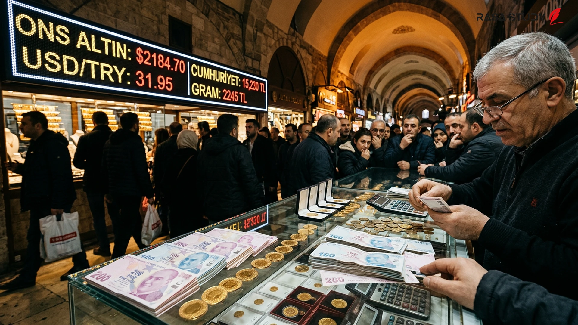 Gold price chart and gold coins in the 2026 Turkish market