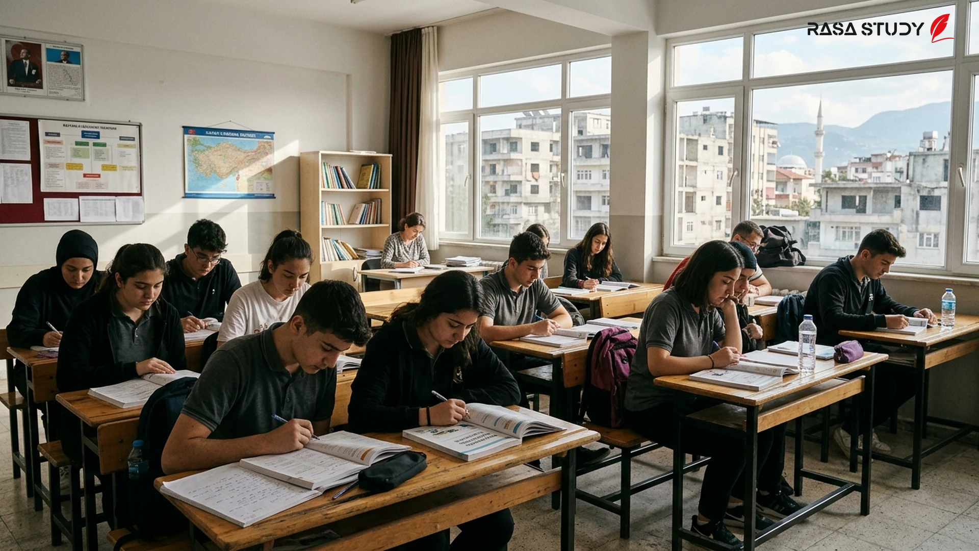 Students studying at a Hatay Municipality educational center