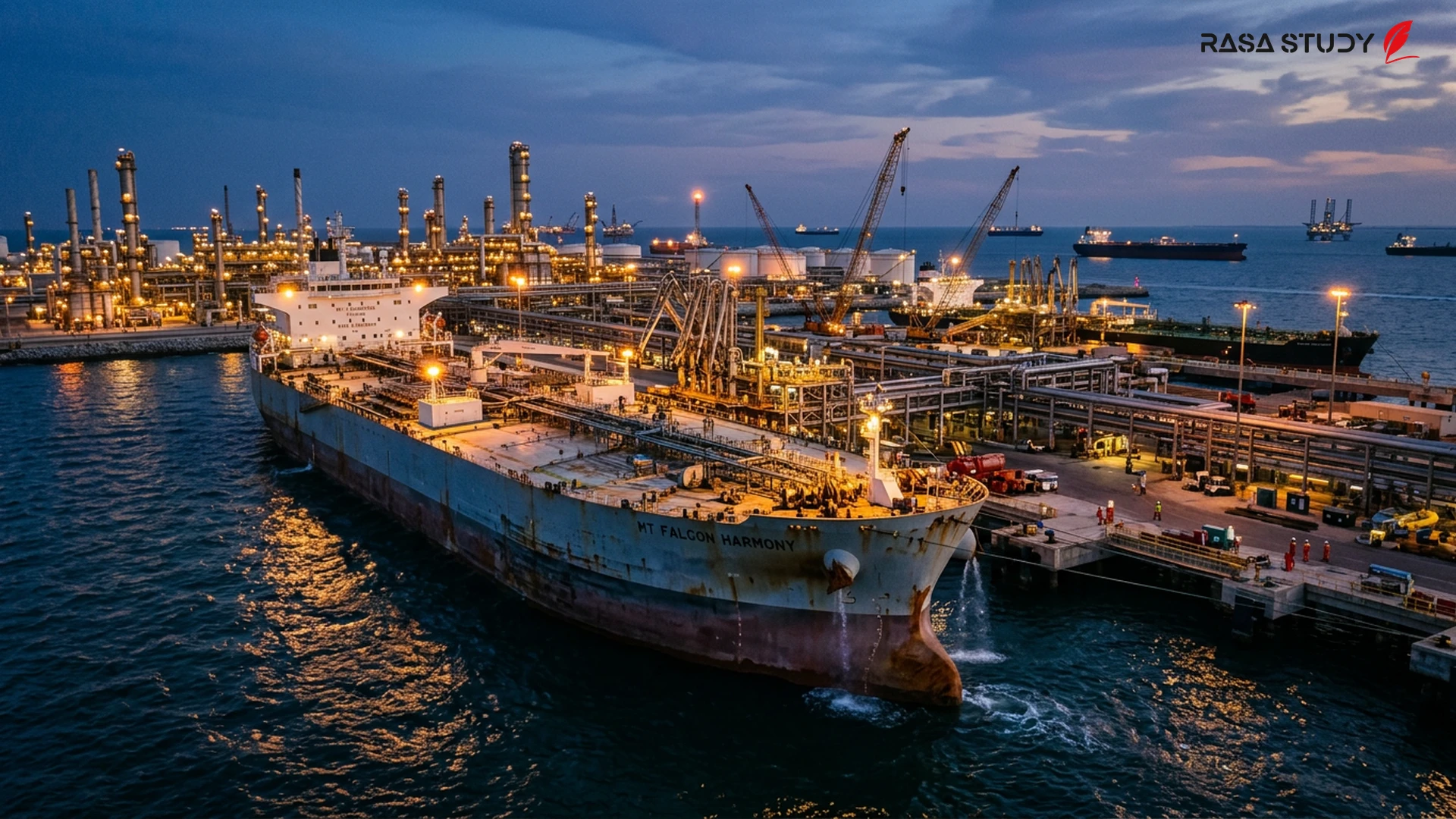 Iranian oil facilities and fuel tankers being loaded