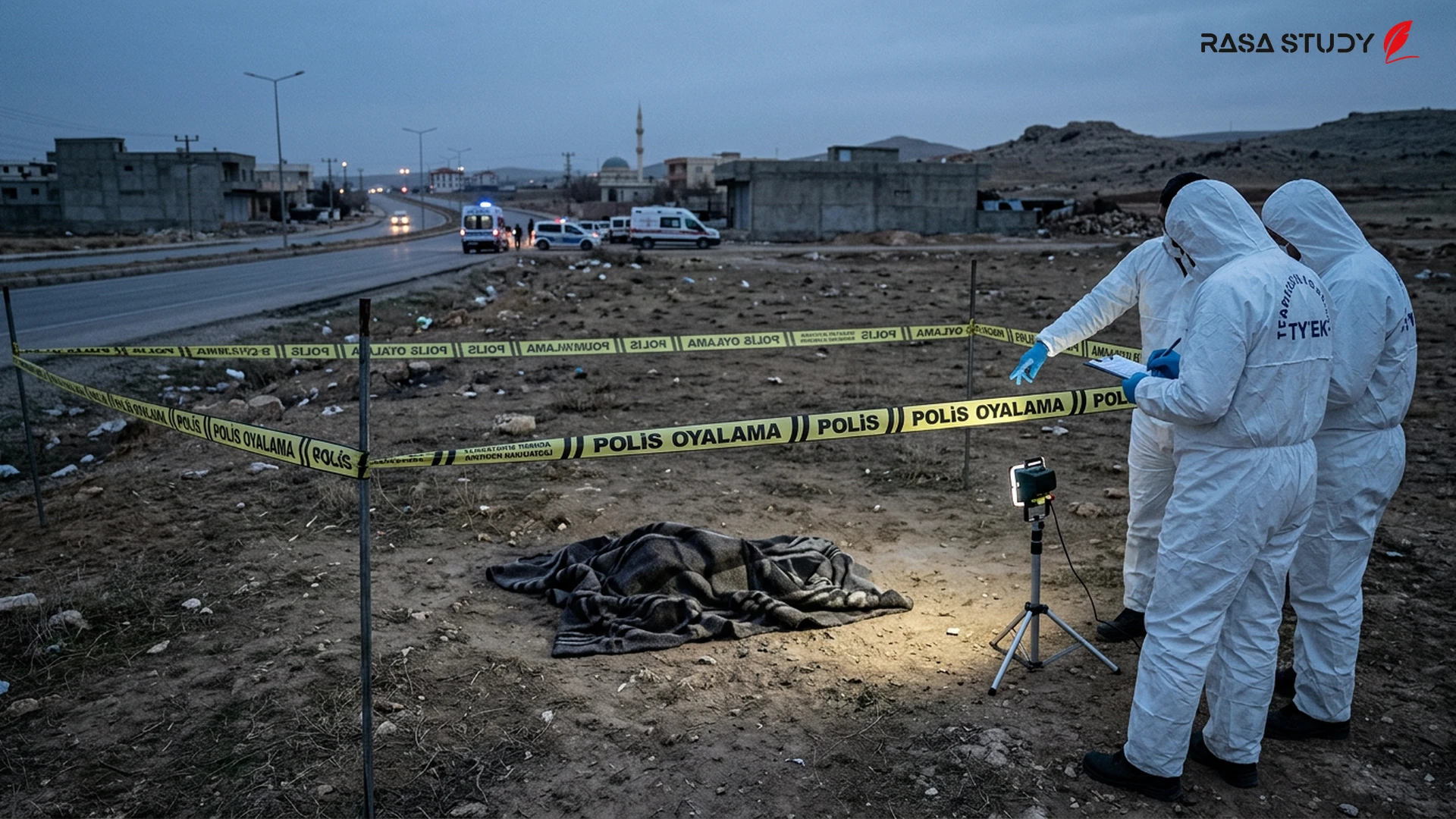 Turkish police forces at the scene of the body discovery in Şanlıurfa