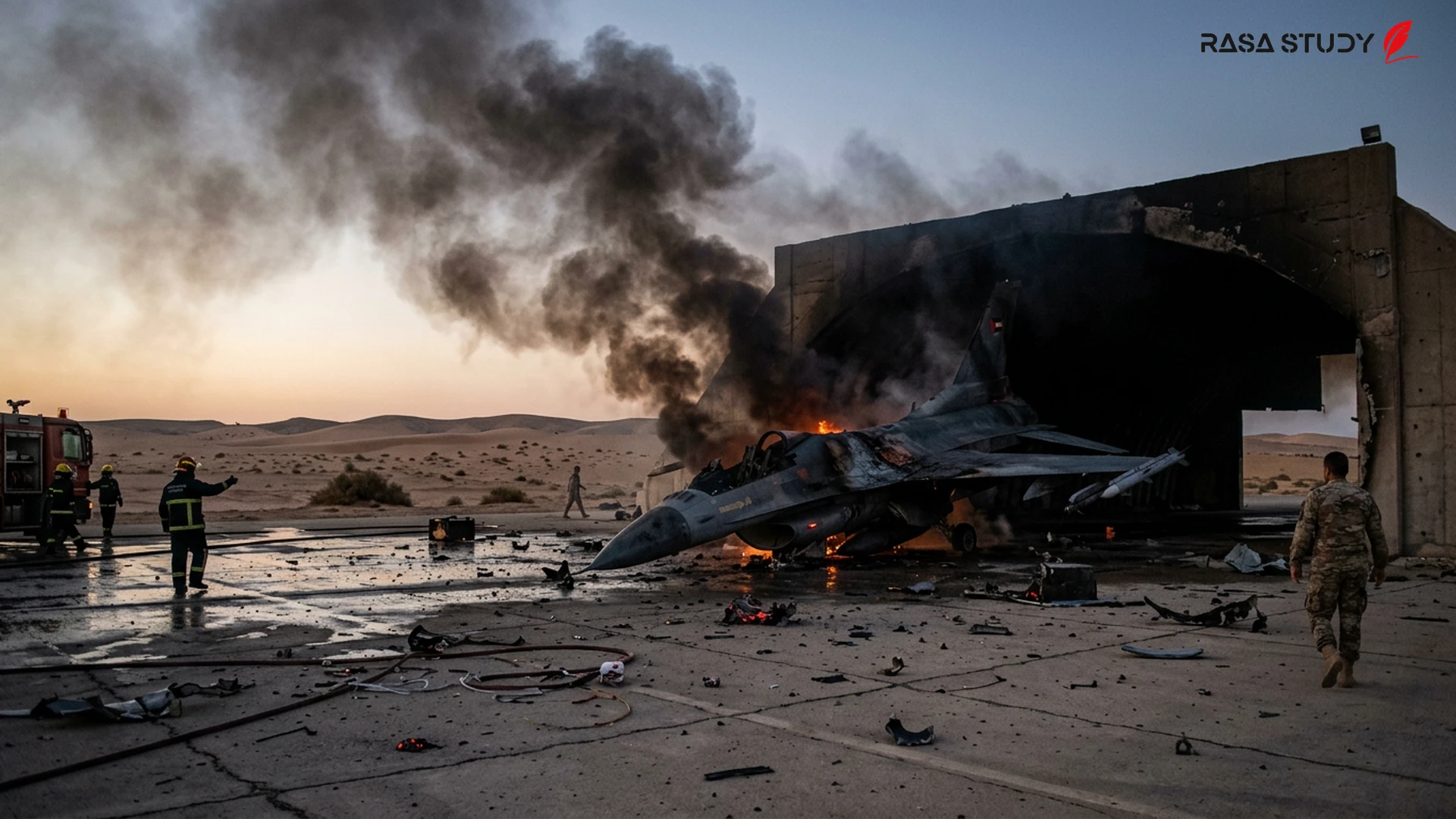 Image of Al-Azraq Air Base in Jordan and the effects of missile and drone attacks