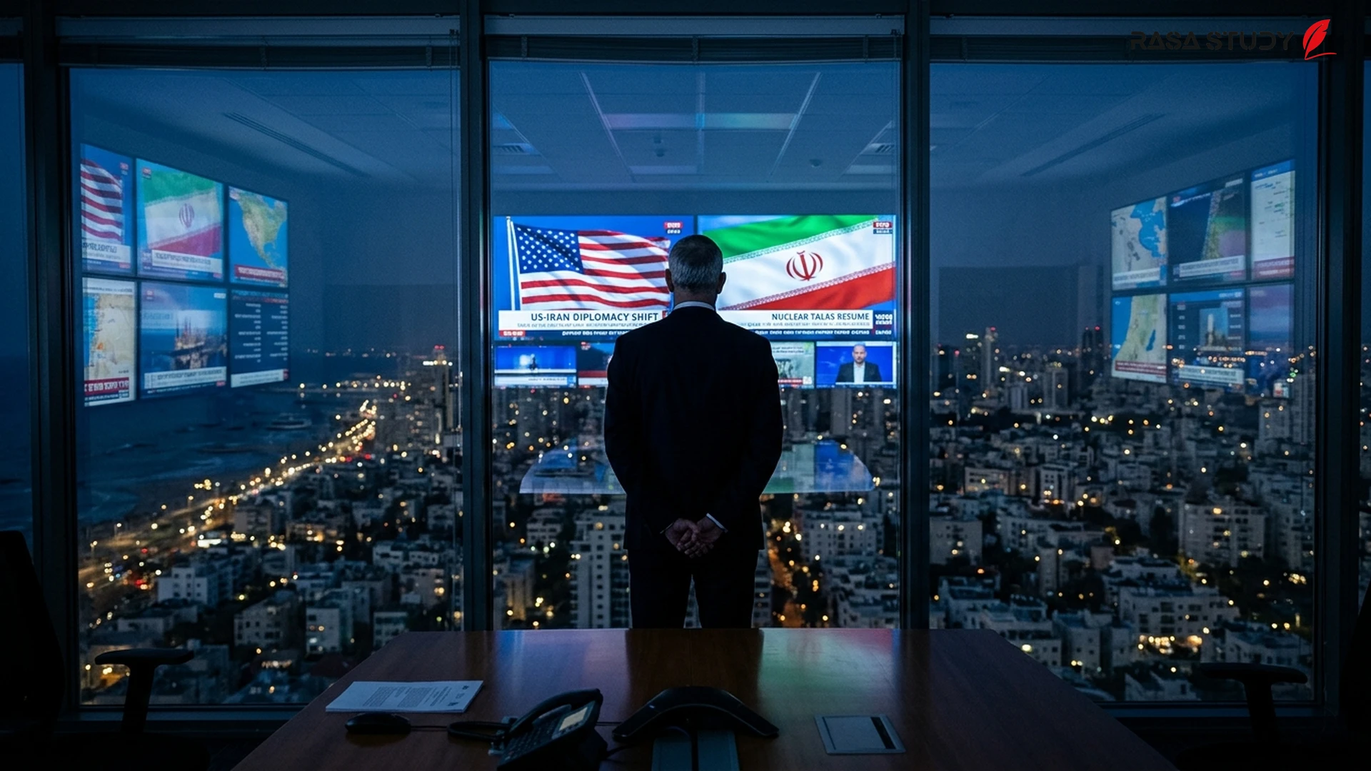 نمایی از شهر تل‌آویو و تیترهای خبری رسانه‌های اسرائیلی درباره توافق ایران و آمریکا