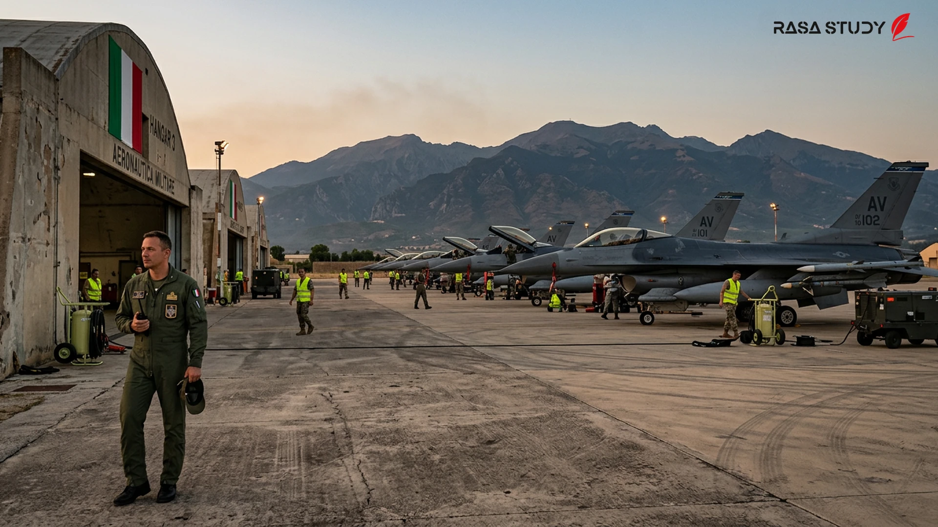 Archive image of American fighter jets at a military base in Italy
