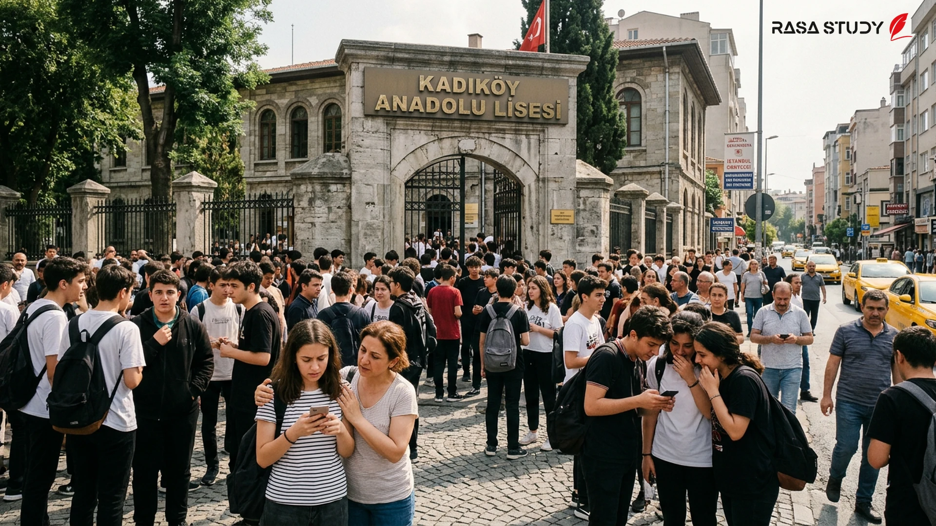 İstanbul'daki tarihi Kadıköy Anadolu Lisesi binasının görünümü