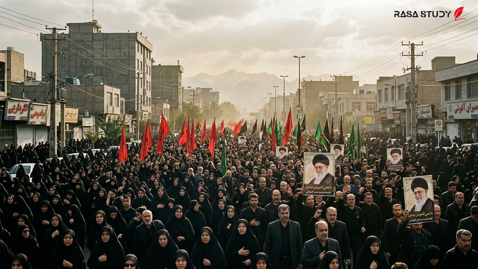 تجمع انبوه مردم در مراسم تشییع جنازه علی خامنهای در خیابانهای تهران