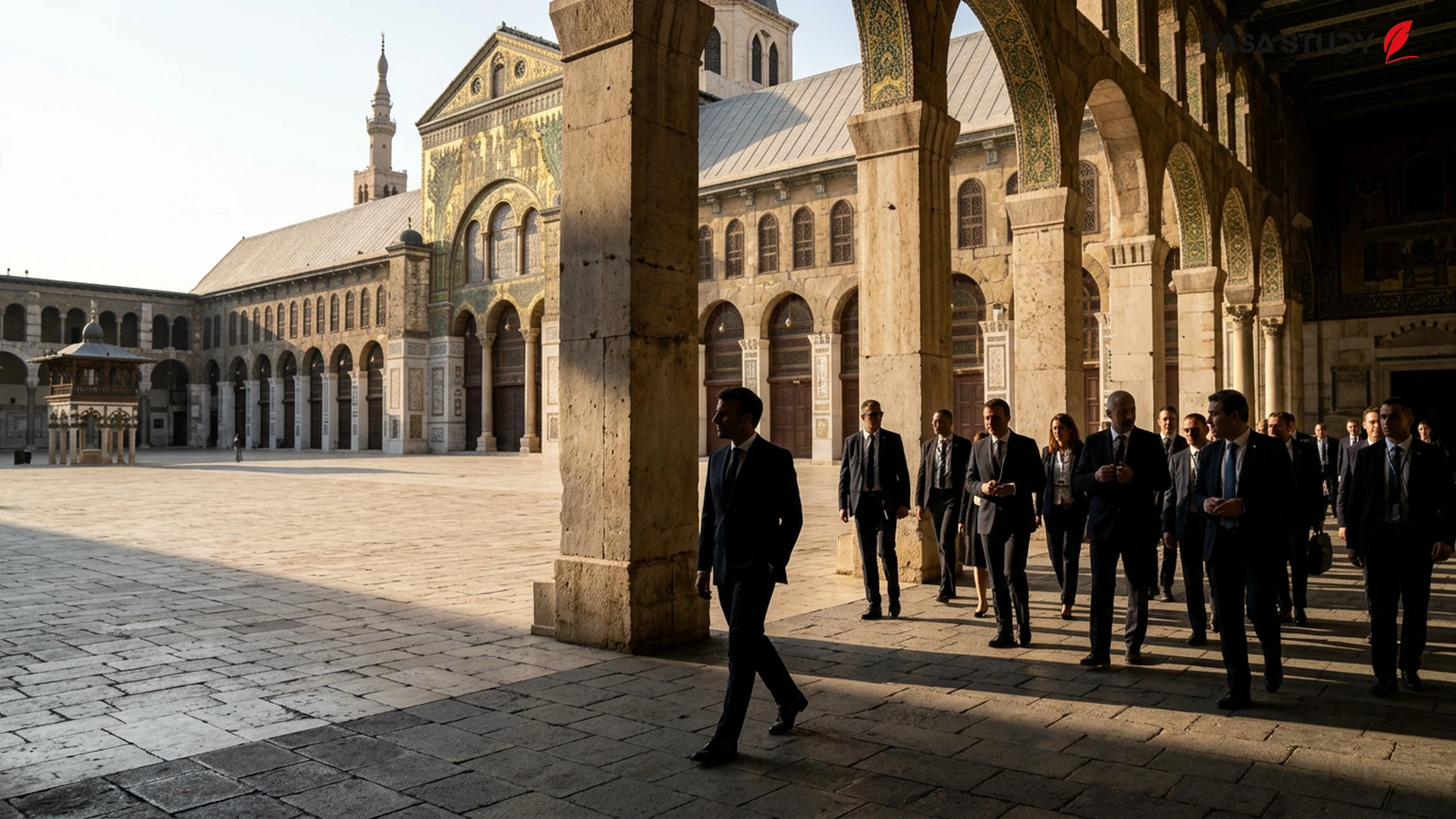 Emmanuel Macron, Hürmüz Boğazı ve Rusya ile Ukrayna bayraklarının birleşik görüntüsü