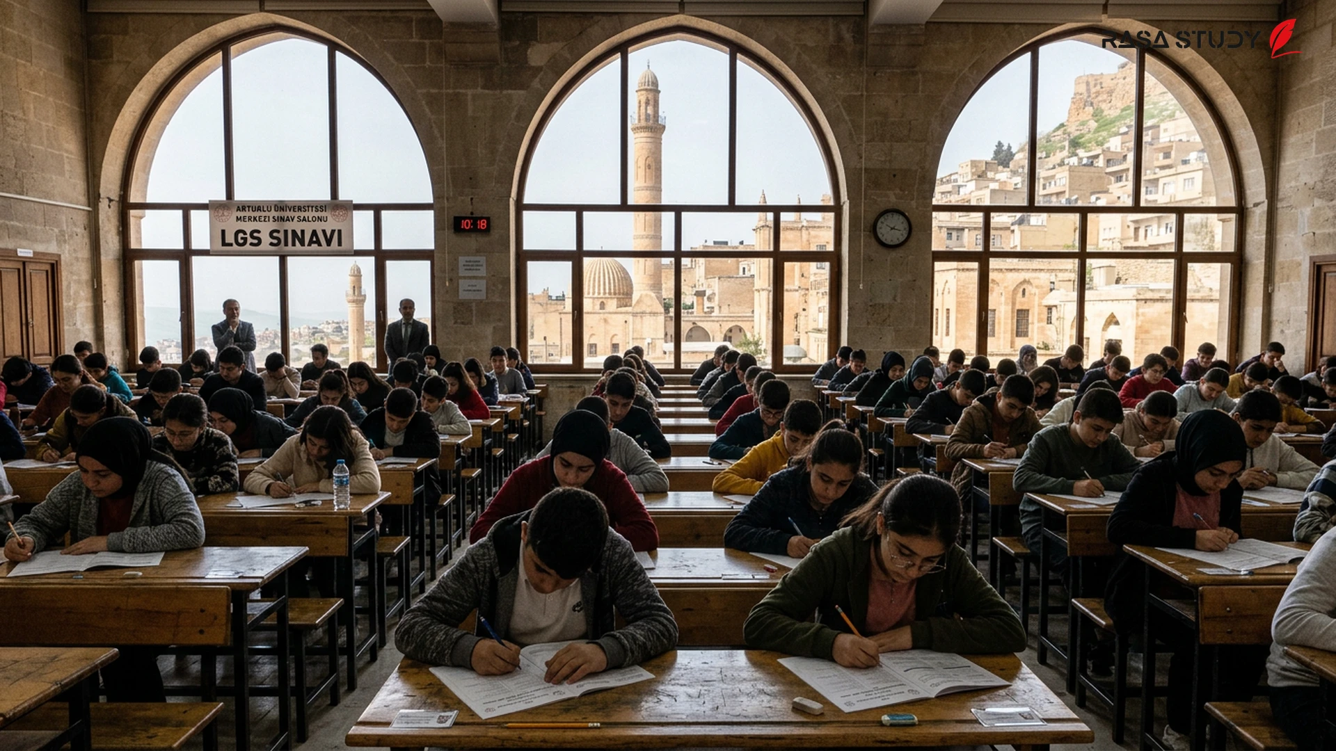 Mardin, Türkiye'de sınava hazır bir eğitim merkezinden görünüm