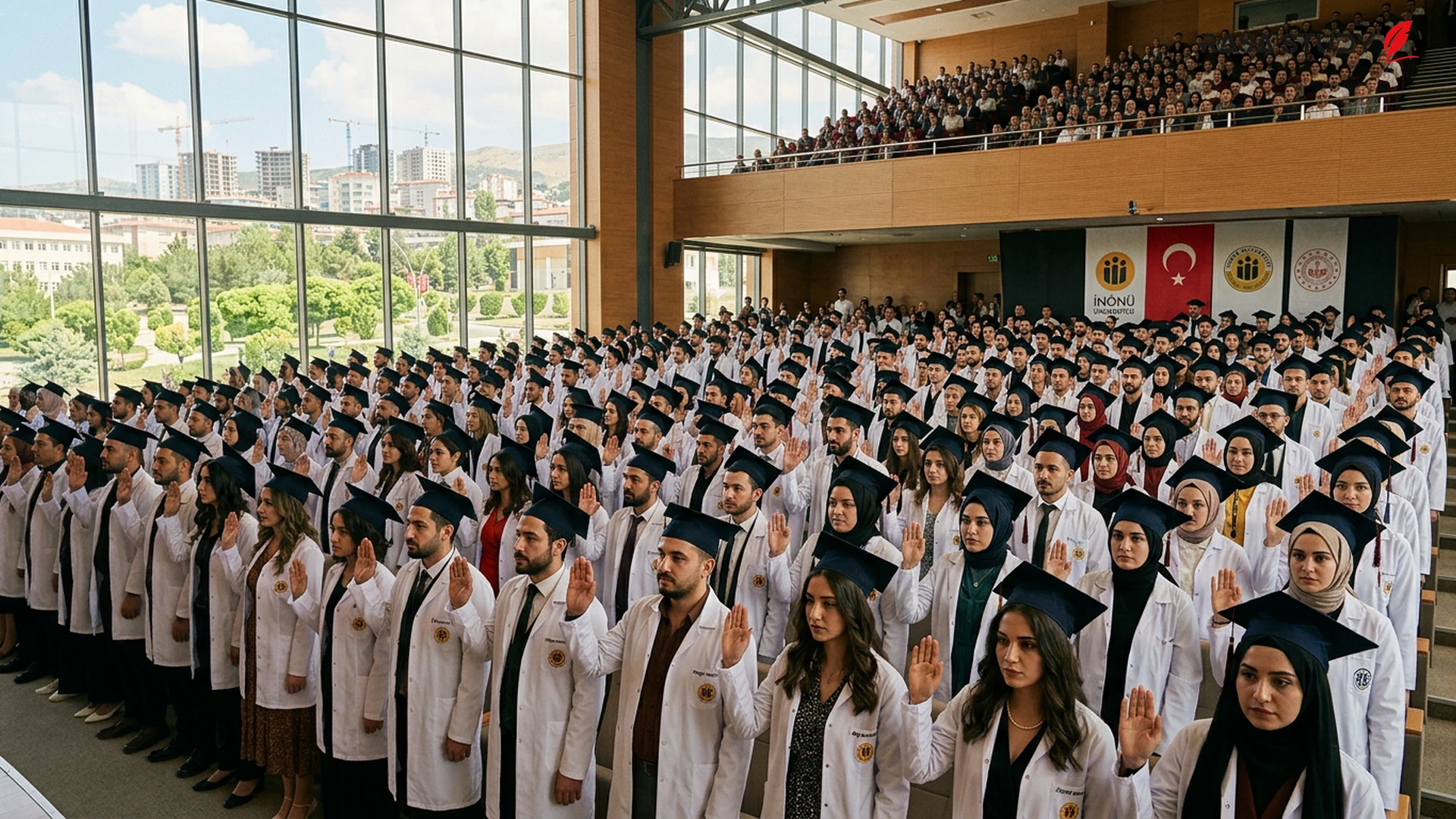 Malatya İnönü Üniversitesi tıp mezunlarının kep fırlatma töreni
