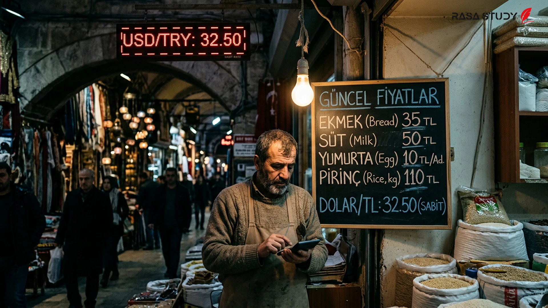 Image of economic analyst Meriç Köyatası examining inflation charts