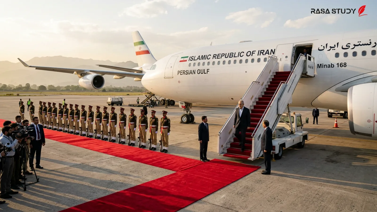 مسعود پزشکیان رئیسجمهور ایران در حال گفتگو با شهباز شریف نخستوزیر پاکستان در اسلامآباد