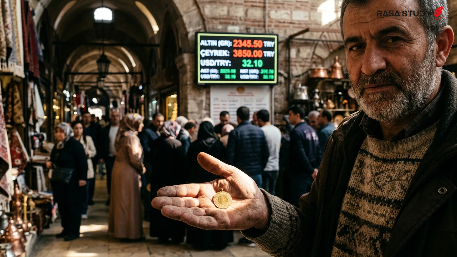 عملات الربع ليرة الذهب التركية على علم الليرة