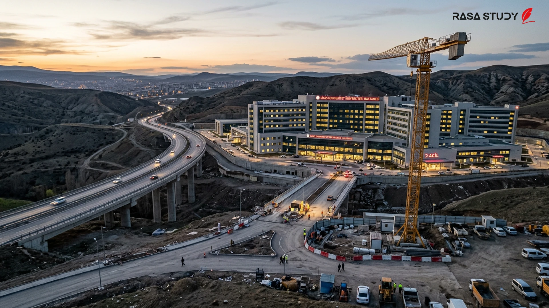 View of the nearly completed 1071-bed Sivas hospital building in 2026
