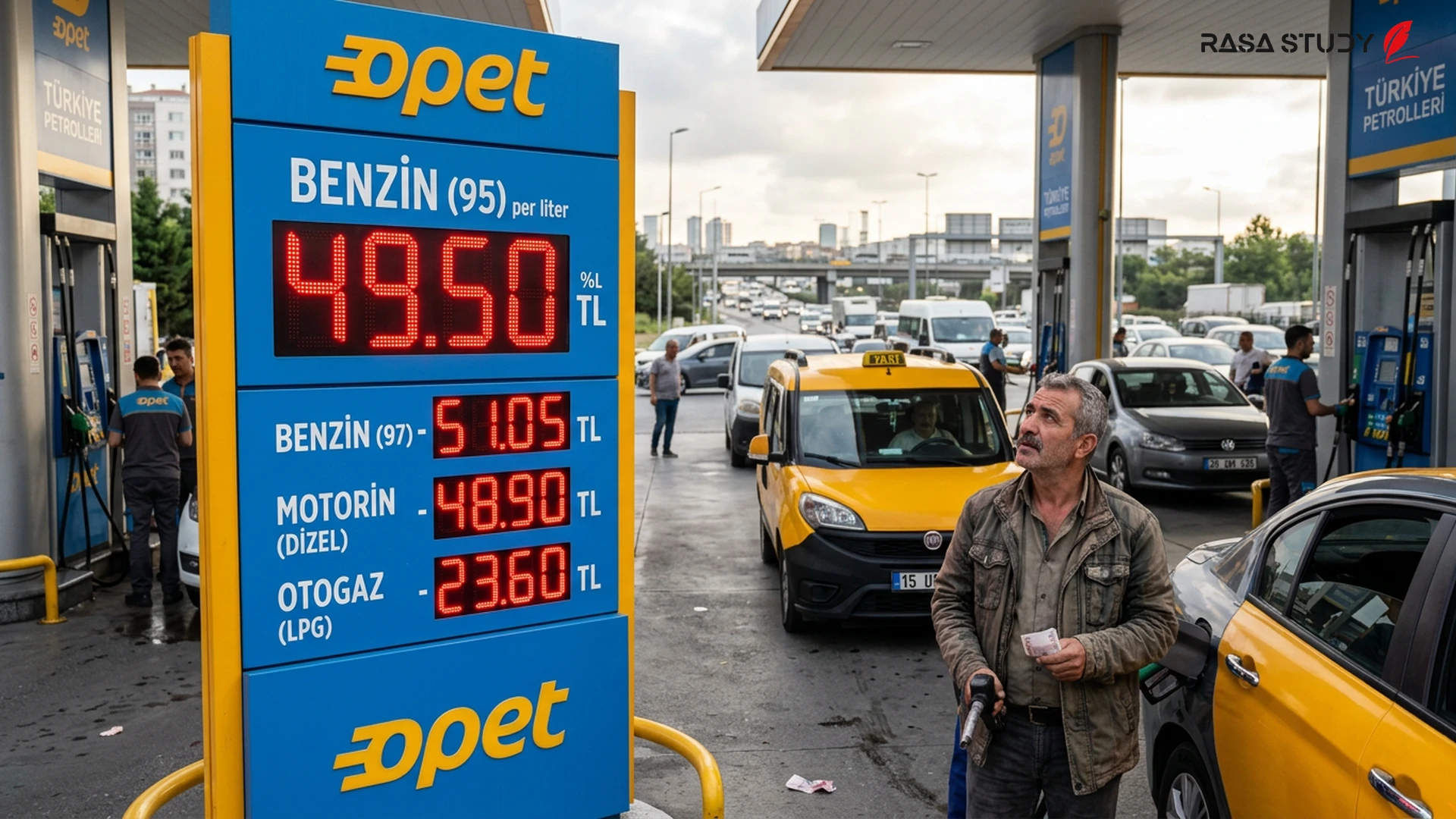 Fuel station in Turkey with new gasoline price boards
