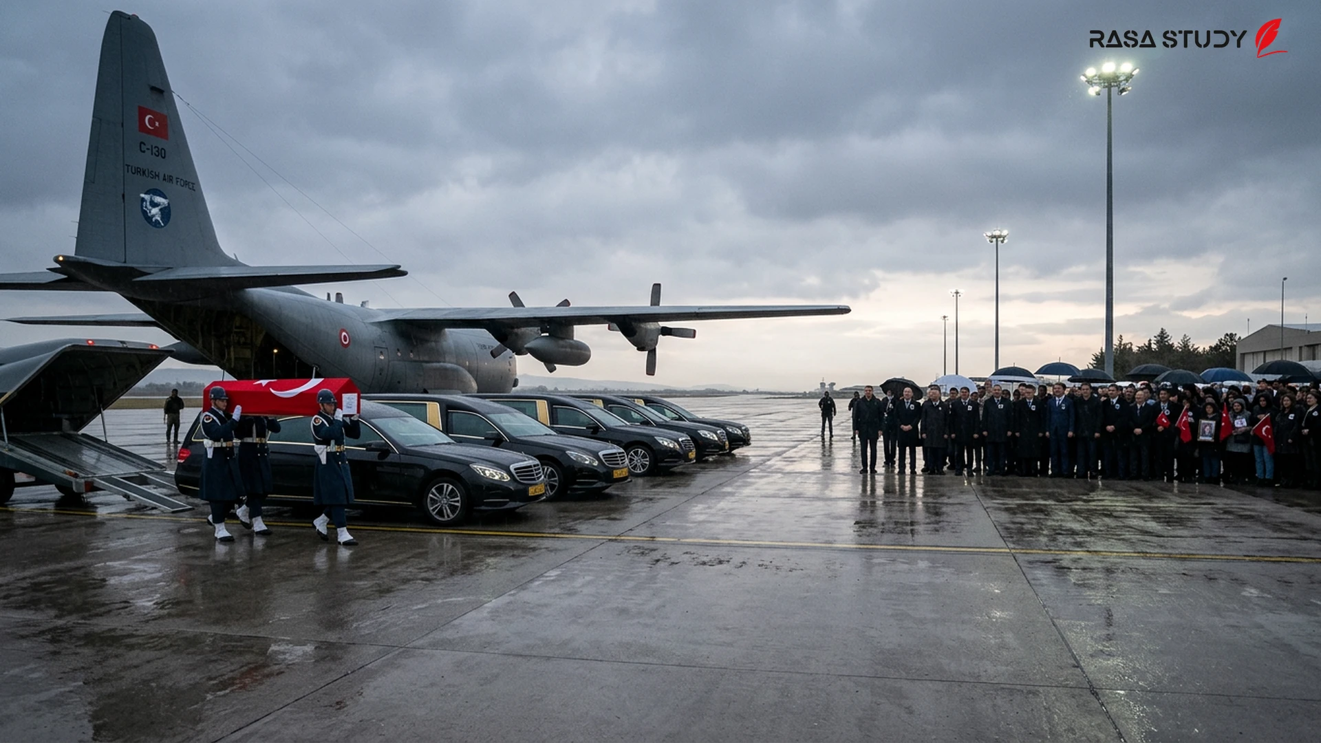 Transfer of the aviation accident victims' coffins at a Turkish airport