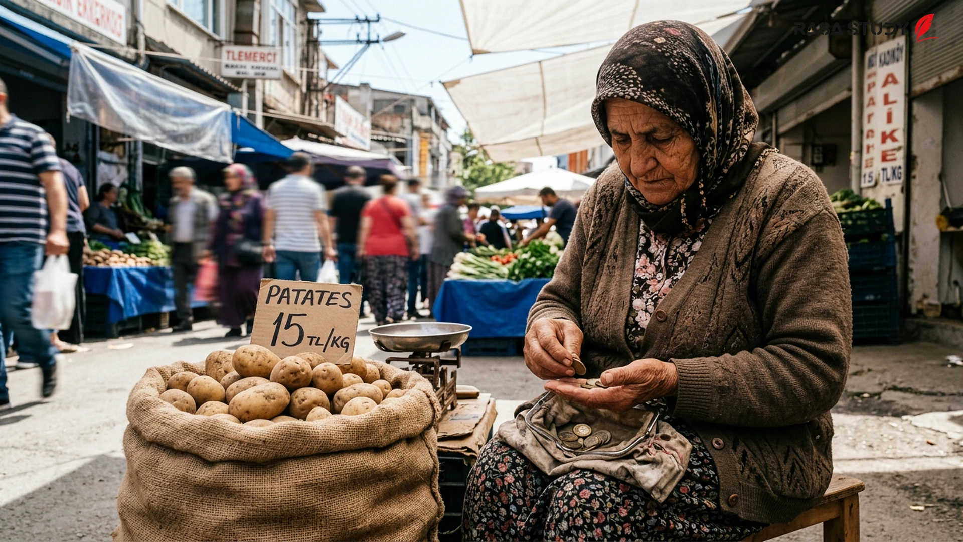 Türkiye'de meyve sebze hali ve patates çuvalları