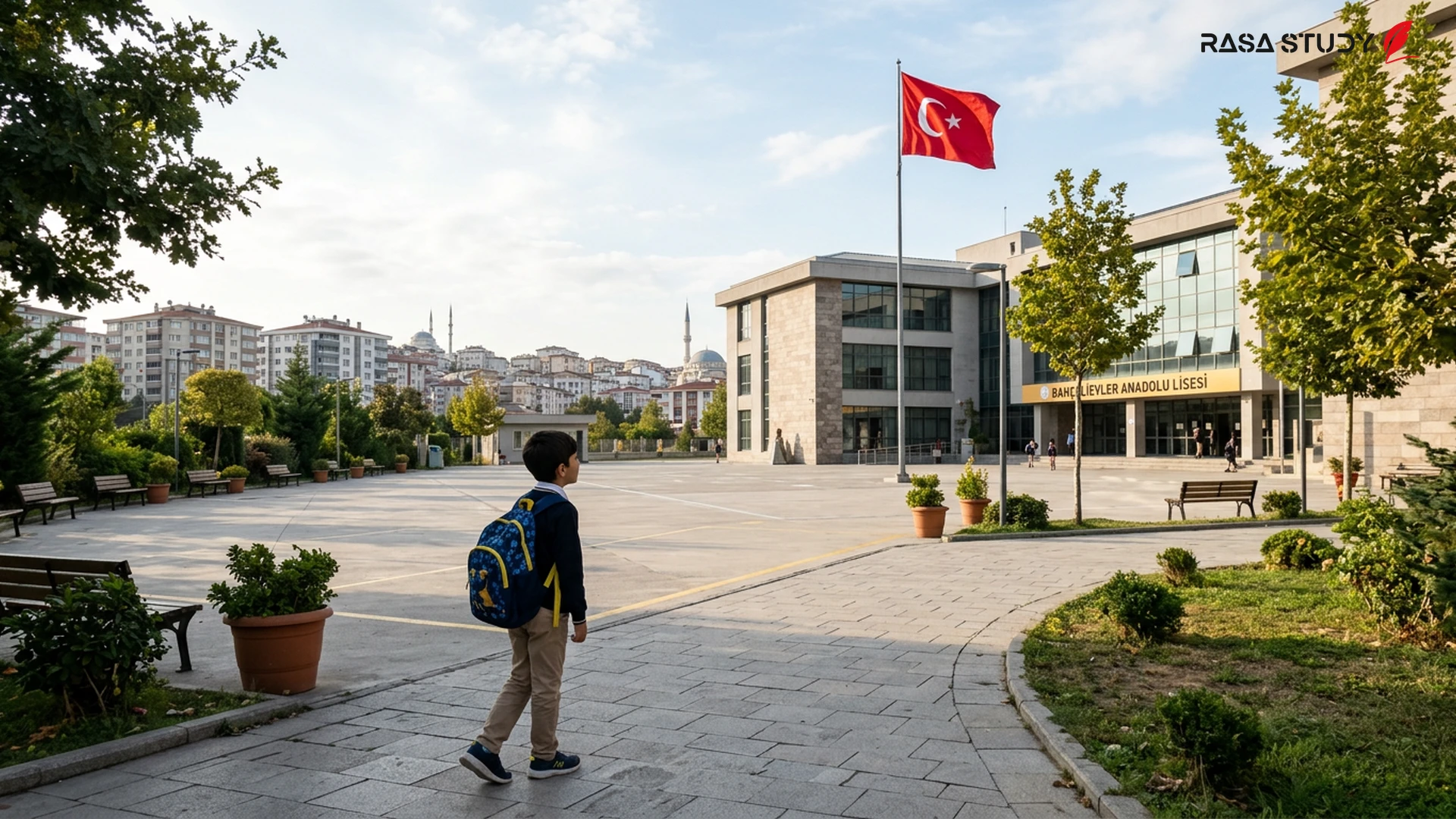 İlk gün Türkiye'de bir okula giren öğrenciler