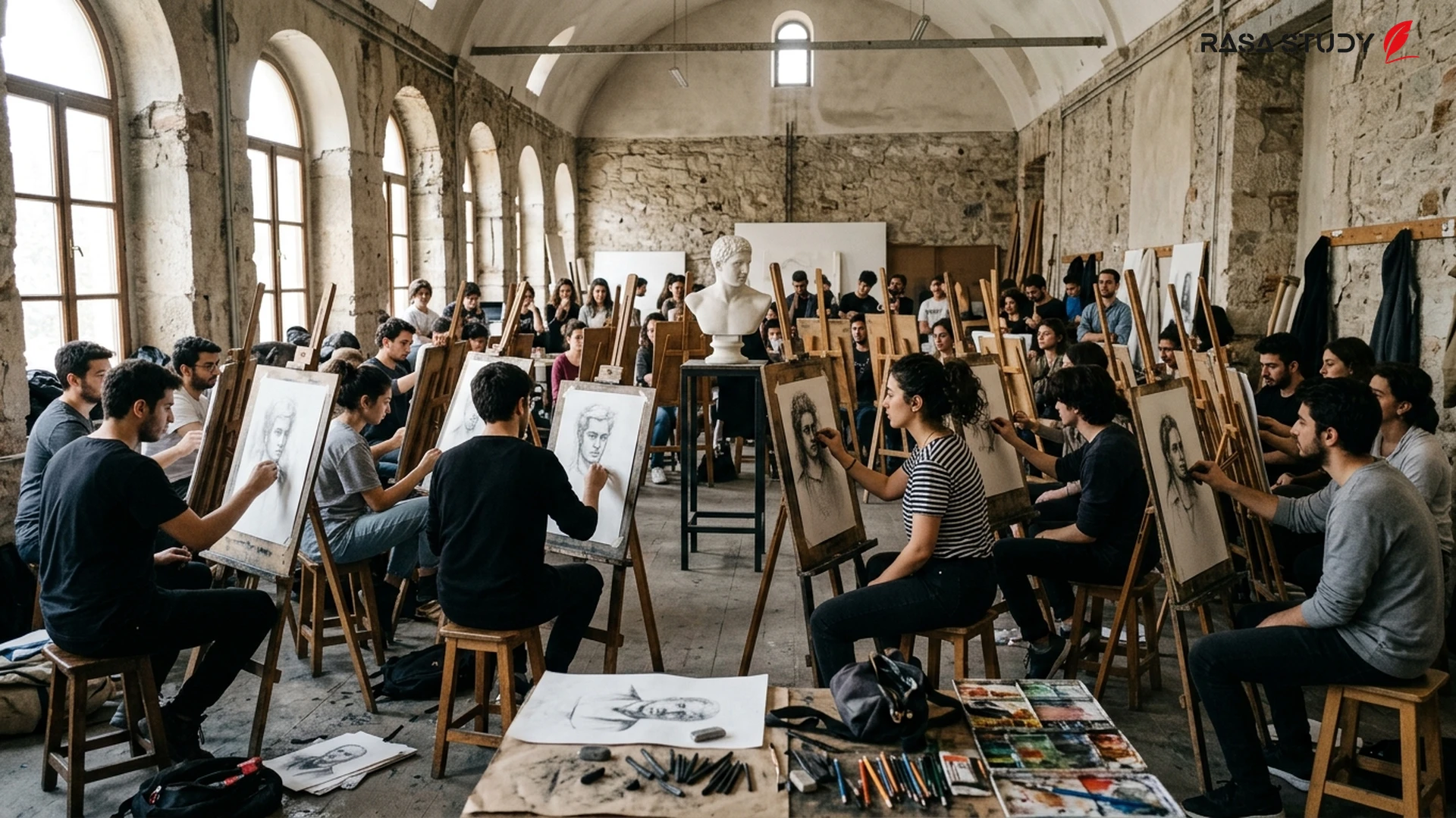 Türkiye'de yetenek sınavına hazırlanan sanat öğrencileri