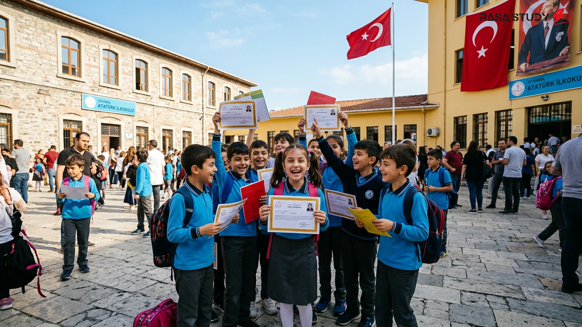 Turkish students receiving report cards on June 26, 2026