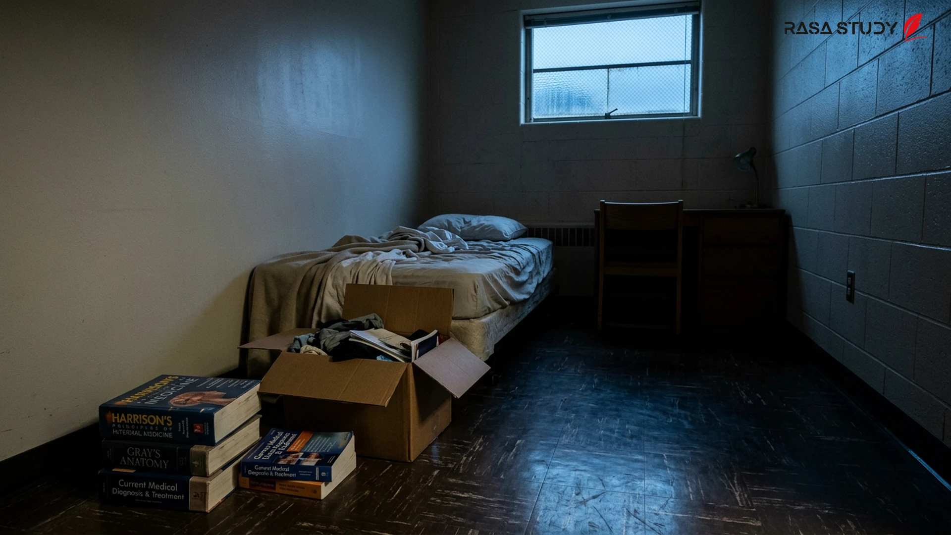 Exterior view of a student dormitory in Turkey and a student protest gathering