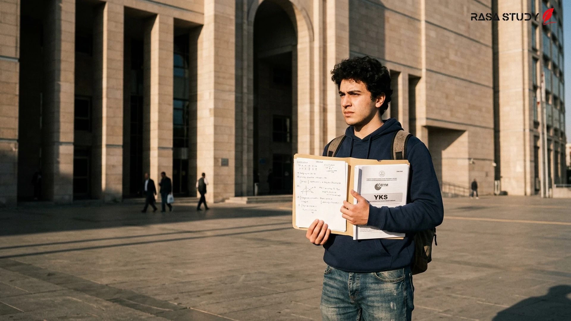 Türkiye üniversite sınav kitapçığı ve mahkemedeki adalet simgesi