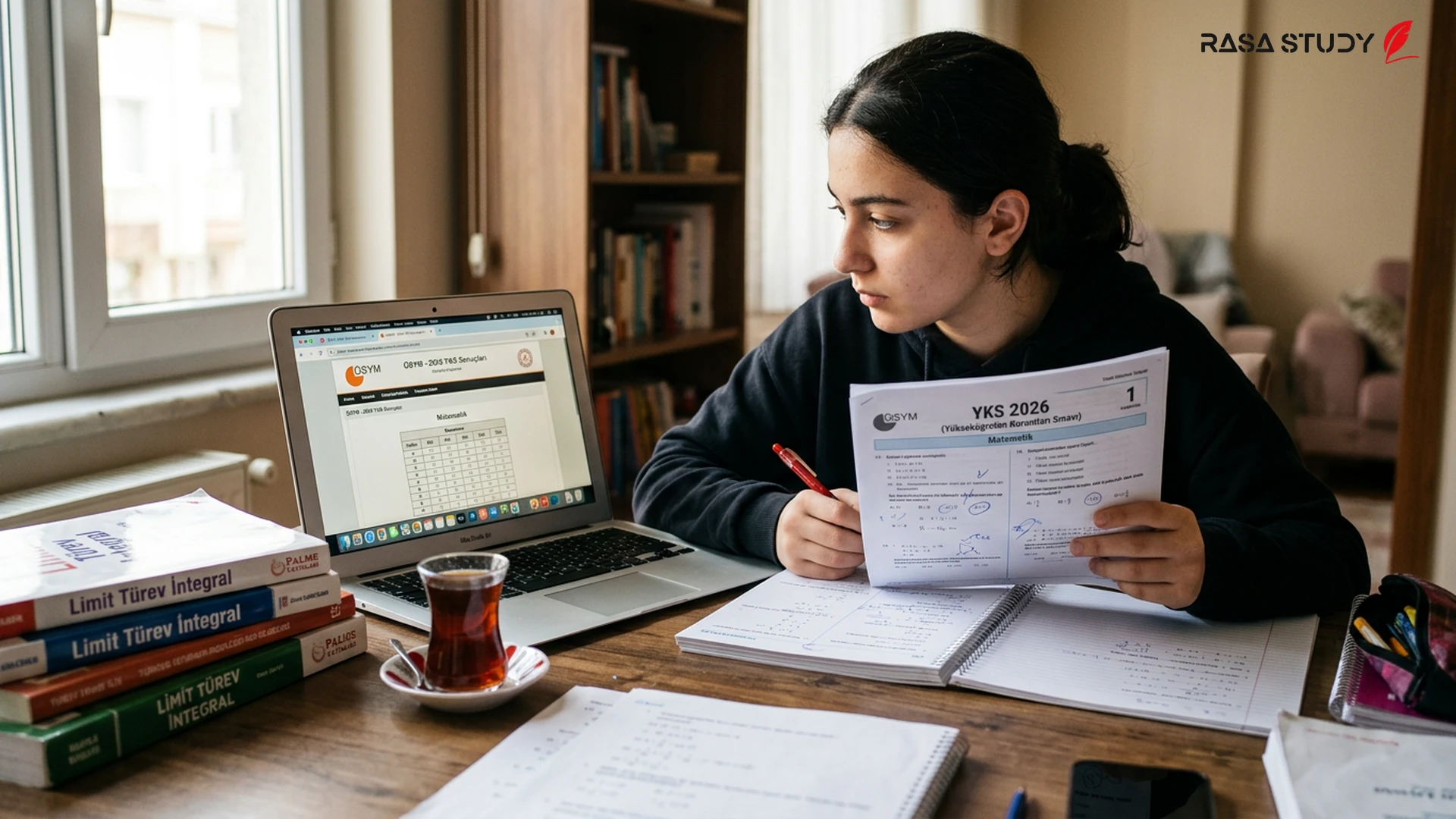 Image of YKS 2026 question booklet and the ÖSYM Turkey logo