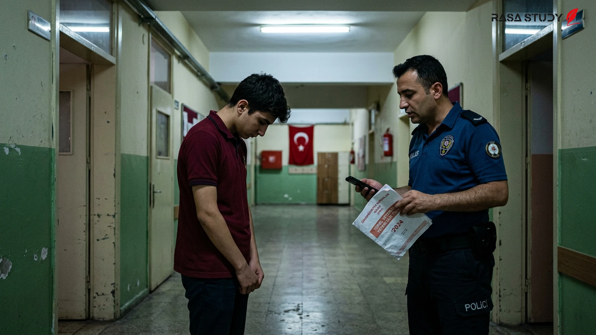 Cep telefonu ve Türkiye YKS sınav soru kitapçığının sembolik görüntüsü